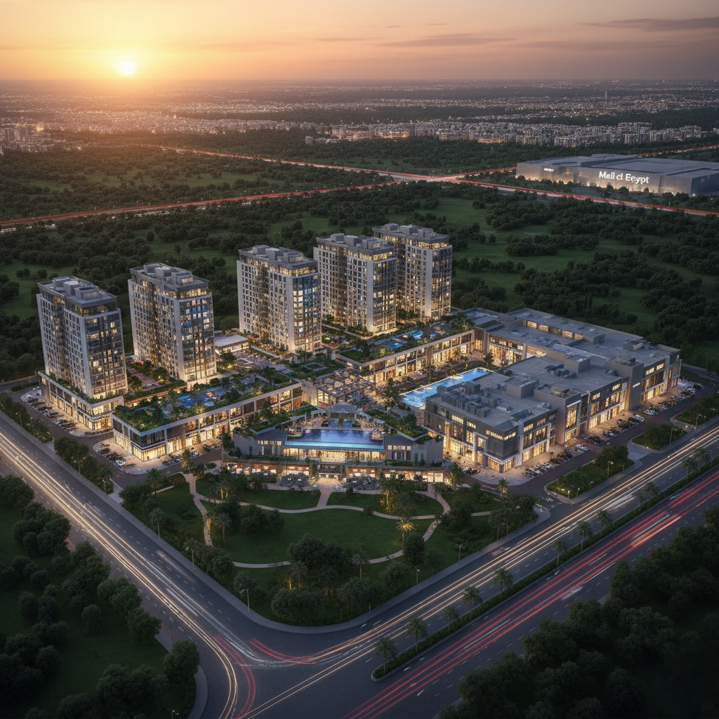 أقمار مشروع سكني وتجاري فندقي في أكتوبر مع تسهيلات سداد مرنة